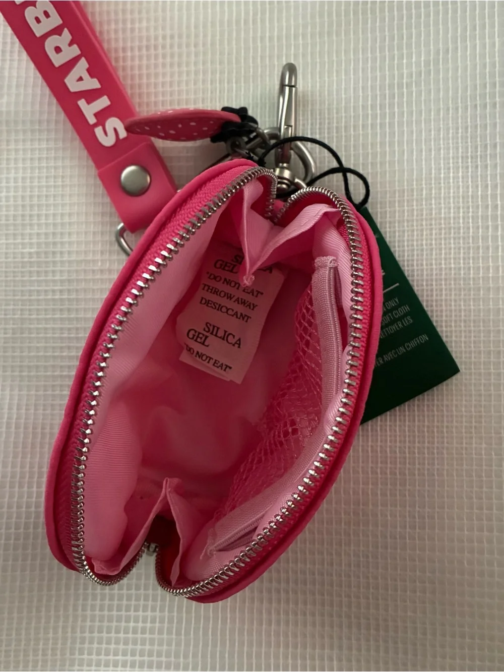 New Starbucks Pink Wristlet Pouch Keychain